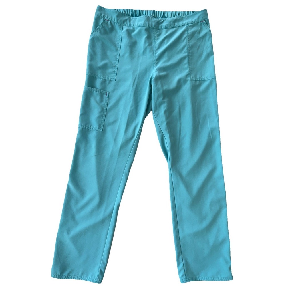 Scrubstar Pants Womens XL Turquoise Blue Scrub Cargo Zip Ankle Elastic Waist